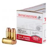 100 Rounds: Winchester 40S&W 165gr FMJ