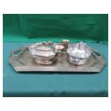 NO SHIP: Metal Tray with Contents, metal ware