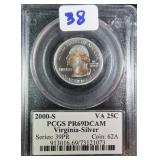 Toned SILVER 2000-S Virginia Quarter PCGS PR69DCAM