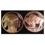 TWO (2) One Ounce Copper Bullion Rounds
