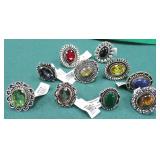 TEN (10) German Silver Rings