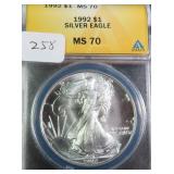 1992 American Silver Eagle, ANACS MS70
