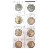 Eight (8) 40% Silver Kennedy Halves, $125.76 Melt