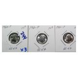 Three (3) Silver 1960 Roosevelt Dimes, $18.30 Melt