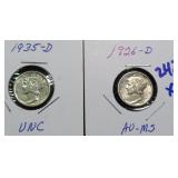 TWO (2) SILVER Mercury Dimes, $12.18 Melt Value