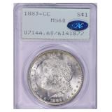 1883-CC Morgan PCGS MS-60 (CAC Green) OGH 1st Gen