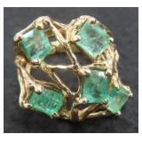 14K Yellow Gold and Emerald Ring, 6.4 Grams