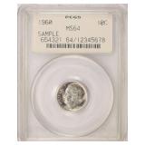1960 Roosevelt Dime PCGS MS-64 OGH (Sample Slab)