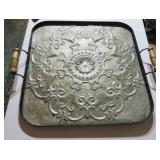 Large Metal Tray with Handles, 24"x24"
