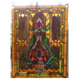 Leaded and Stained Glass Panel with Jewels