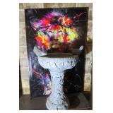 15"H Bird Bath and 24"x12" Lion