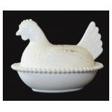 Milk Glass Hen on Nest