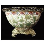 Metal Rim and Metal Feet on This Asian Bowl