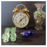 Vase (Fenton?) Alarm Clock, Pulls
