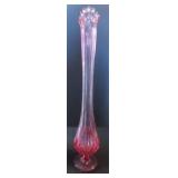 Very Tall Pink Art Glass Bud Vase
