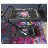 Vintage Metal Serving Cart with Trays