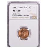 1960-D Lincoln Cent Large Date NGC MS-66 RD