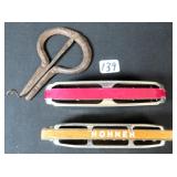 Jew's Harp or Jaw's Harp plus (2) Old Harmonicas