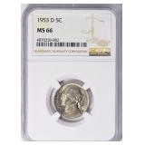 1953-D Jefferson Nickel NGC MS-66 (Toned)