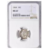 1964 Roosevelt Dime NGC MS-67 (Toned)