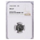 1965 Roosevelt Dime SMS NGC MS-67