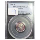 2001-S Roosevelt Dime SILVER PCGS Proof-69 DCAM