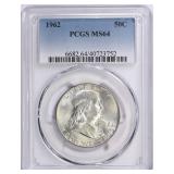 Silver 1962 Franklin Half Dollar PCGS MS-64