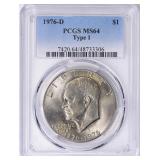 1976-D Eisenhower Dollar Type 1 PCGS MS-64