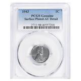 1943 Lincoln Cent PCGS Genuine AU Details