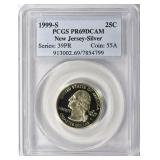 1999-S Quarter New Jersey Silver PCGS Proof-69DCAM