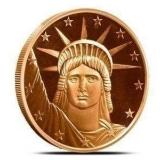 TWO (2) 1 oz Copper Statue of Liberty Round LH