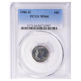 1986-D Roosevelt Dime PCGS MS-66