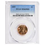 1957 Lincoln Cent PCGS MS-65 RD