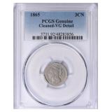 1865 Nickel 3-Cent Piece PCGS Genuine VG Details