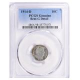 1914-D Barber Dime PCGS Genuine Good Details