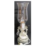 Etched Glass Lamp, missing one prism, OLD