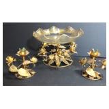 Vintage Fancy Center Bowl with Matching Candle