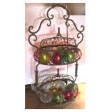 32'H Iron 2-Tiered Basket with Christmas Balls