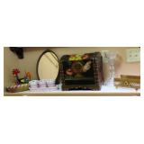 Rooster (art glass) Mirror, Box, Candle Holder