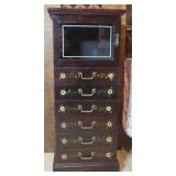 Glass Door Cabinet with Six Drawers, Painted