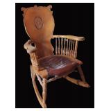 Very Nice American Oak Rocker, Pressed and Carved