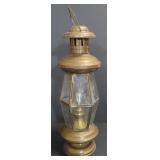 Brass and Glass Oil Lamp, Etched