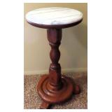 Marble Top Plant Stand with Oak Base