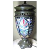 Leaded and Stained Glass Banquet Lamp
