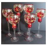 Tall Set of Poinsettia Candle Holders