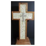Encased Jeweled Cross, wood frame, 24'H