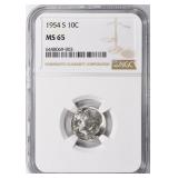 1954-S Roosevelt Dime NGC MS-65