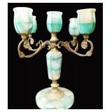 Brass and Stone Candle Holder, Vintage