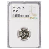 1965 Roosevelt Dime SMS NGC MS-67