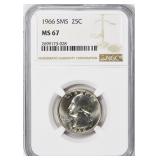 1966 Washington Quarter SMS NGC MS-67